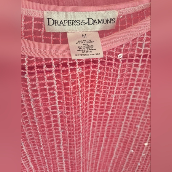 Drapers and Damons Vintage Cornflower Pink Sequined Loose Weave 3 Pcs Set Sz M - Picture 4 of 11